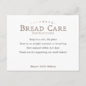 Classic Typography Bread Care Instructions サンキューカード (正面)