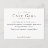 Classic Typography Cake Care Instructions サンキューカード (正面)