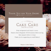 Classic Typography Cake Care Instructions サンキューカード