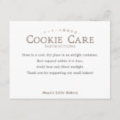 Classic Typography Cookie Care Instructions サンキューカード (正面)