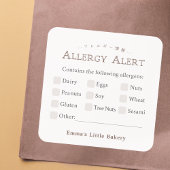 Classic Typography Food Allergy Alert スクエアシール