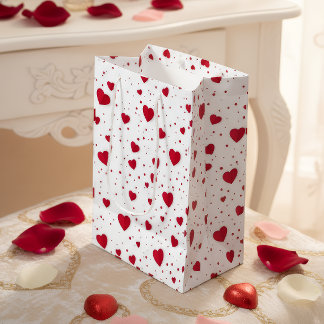 Classic Valentine Hearts Gift Bag ミディアムペーパーバッグ