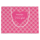 Classic Valentine Hearts I Love You Personalized  ラージペーパーバッグ (正面)