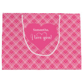 Classic Valentine Hearts I Love You Personalized  ラージペーパーバッグ (裏面)