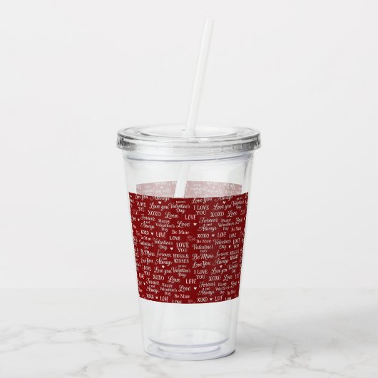 Classic, Valentine's Day phrases in pattern アクリルタンブラー (裏面)