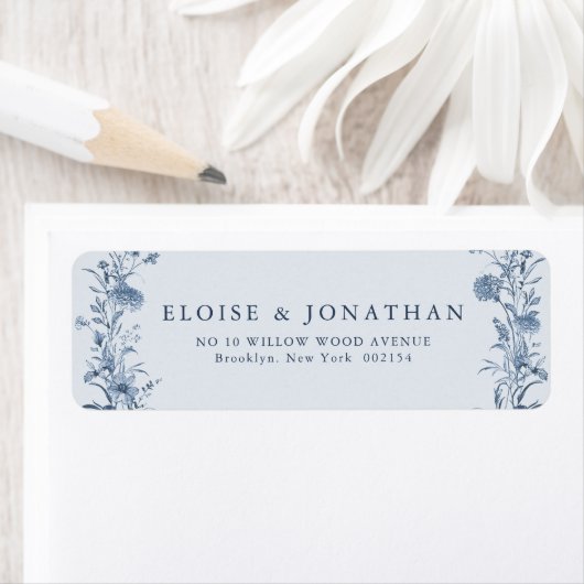 Classic Victorian Blue French Garden Chic Wedding ラベル (インサイチュ)