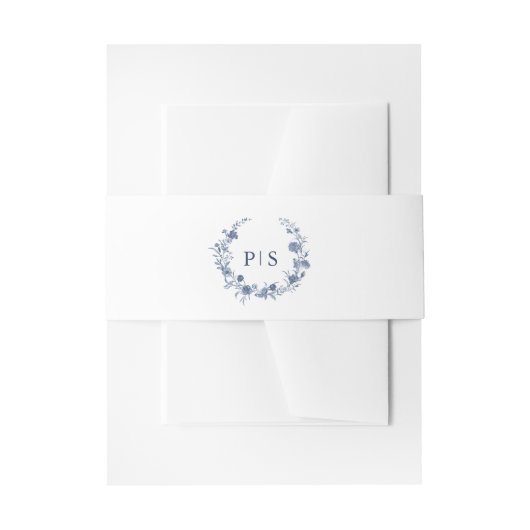 Classic Victorian Blue French Garden Chic Wedding 招待状ベリーバンド (正面例)