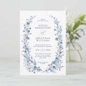 Classic Victorian Blue French Garden Chic Wedding 招待状 (スタンド正面)