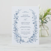 Classic Victorian Blue French Garden Chic Wedding 招待状 (スタンド正面)