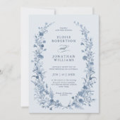 Classic Victorian Blue French Garden Chic Wedding  招待状 (正面)