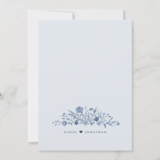 Classic Victorian Blue French Garden Chic Wedding  招待状 (裏面)