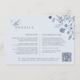 Classic Victorian Blue French QR Code Wedding エンクロージャーカード