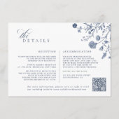 Classic Victorian Blue French QR Code Wedding エンクロージャーカード (正面)