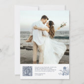 Classic Victorian Blue French QR Code Wedding 招待状 (裏面)