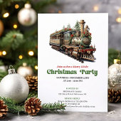Classic Victorian Christmas Train Party Invitation 招待状