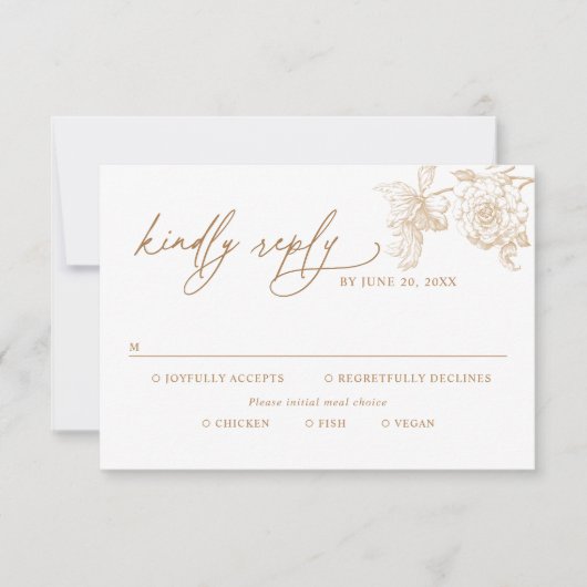 Classic Victorian Floral Meal Options Wedding RSVP (正面)