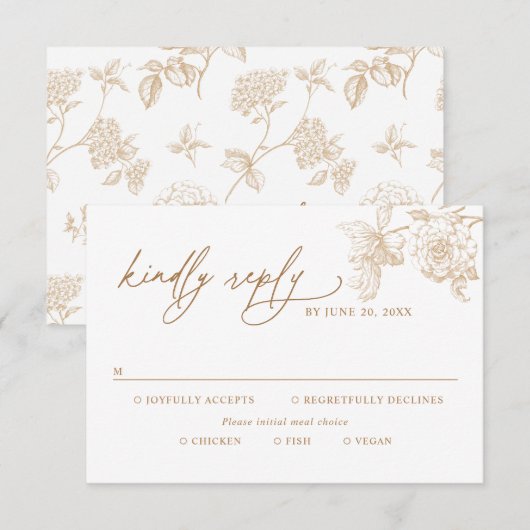Classic Victorian Floral Meal Options Wedding RSVP (正面/裏面)