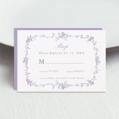 Classic Victorian Lavender Floral Frame Wedding 出欠カード