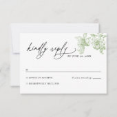 Classic Victorian Sage Floral Wedding RSVP Card (正面)