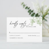 Classic Victorian Sage Floral Wedding RSVP Card (スタンド正面)