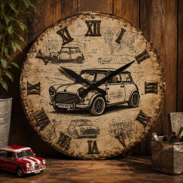 Classic Vintage British Car ラージ壁時計