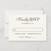 Classic Vintage Burgundy Checkered Elegant Wedding 出欠カード (正面)