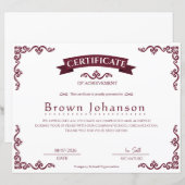 Classic Vintage Certificate of Achievement Elegant (正面/裏面)