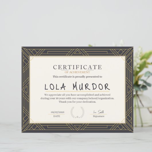 Classic Vintage Certificate of Achievement Elegant (スタンド正面)