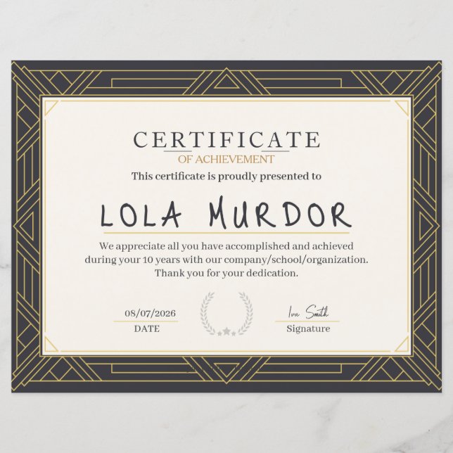 Classic Vintage Certificate of Achievement Elegant (正面)