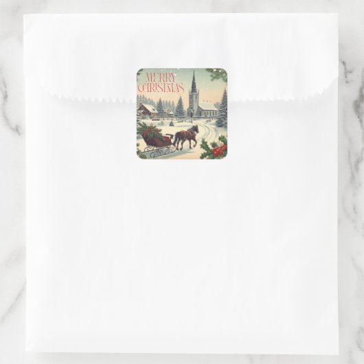 Classic/Vintage Christmas scene Mug スクエアシール (バッグ)