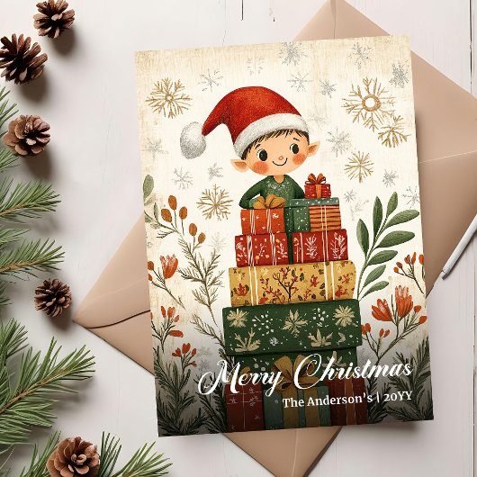 Classic Vintage Christmas Tree Greeting Design シーズンカード