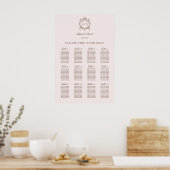 Classic Vintage Crest Wedding Seating Chart ポスター (キッチン)