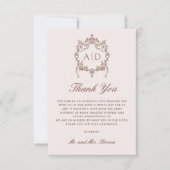Classic Vintage Crest Wedding Thank You Card カード (正面)