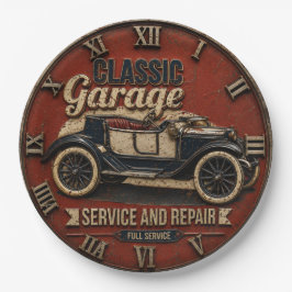 Classic Vintage Garage Antique Roadster Service ペーパープレート