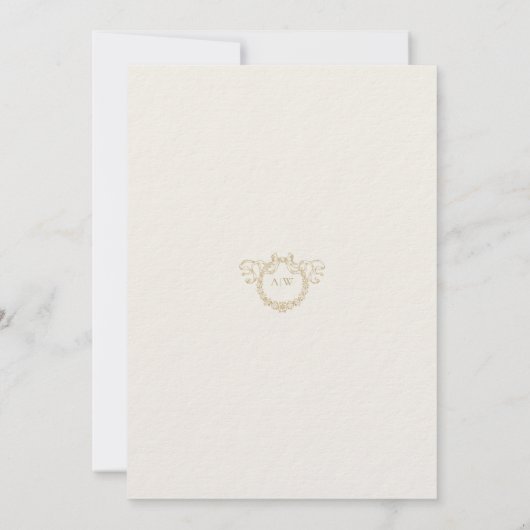 Classic Vintage Gold Monogram Wedding  招待状 (裏面)