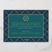 Classic Vintage Green Plaid Photo Christmas Gold 箔シーズンカード (裏面)