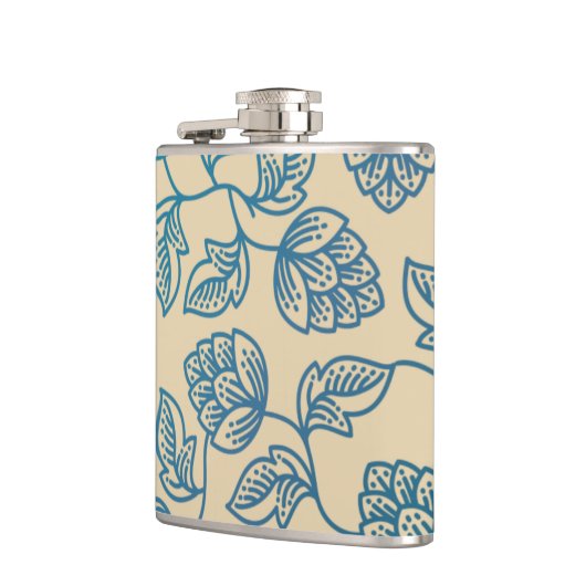 Classic Vintage Hop Leaves Pattern フラスク (左)