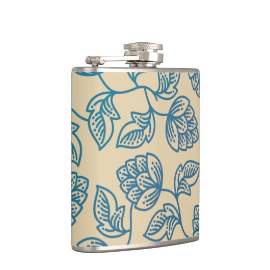 Classic Vintage Hop Leaves Pattern フラスク (右)