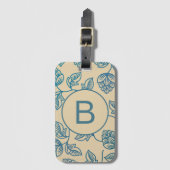 Classic Vintage Hop Leaves Pattern Monogram ラゲッジタグ (正面縦)