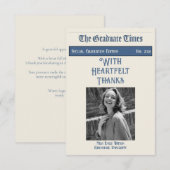 Classic Vintage Newspaper style graduation 2026 サンキューカード (正面/裏面)