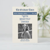 Classic Vintage Newspaper style graduation 2026 サンキューカード (スタンド正面)