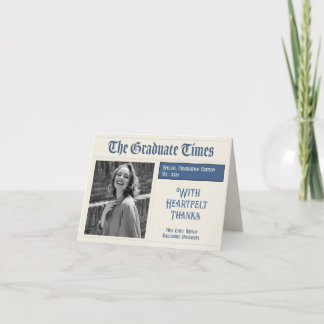 Classic Vintage Newspaper style graduation 2026 サンキューカード