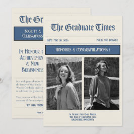 Classic Vintage Newspaper style graduation 2026 招待状