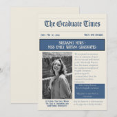 Classic Vintage Newspaper style graduation 2026 案内状 (正面/裏面)