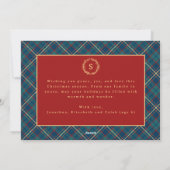 Classic Vintage Red Plaid Crest Photo Christmas シーズンカード (裏面)