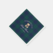 Classic Vintage Teddy bear Plaid Baby Shower スタンダードカクテルナプキン (角)