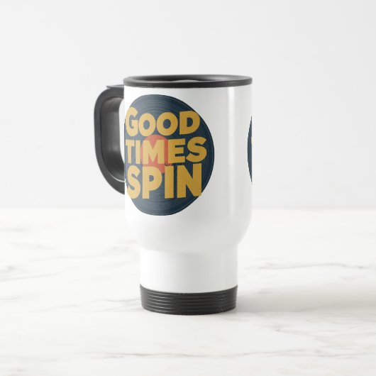 Classic Vinyl Vibes | Retro Music Lover Design トラベルマグ (正面左)