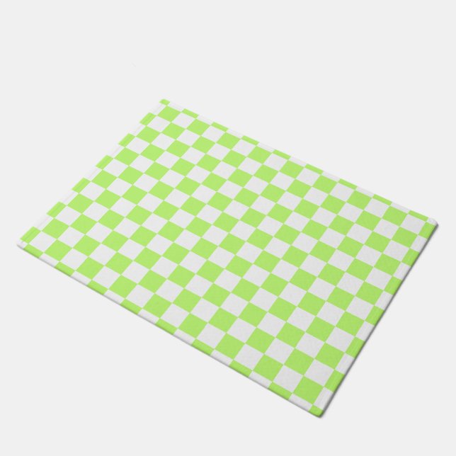 Classic visual lime checkerboard  ドアマット (アングル)