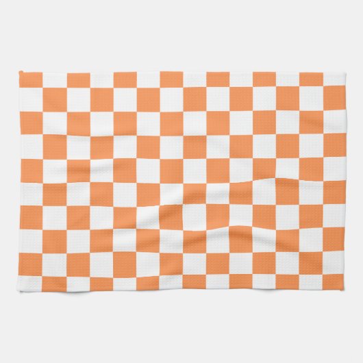 Classic visual orange checkerboard  キッチンタオル (横)