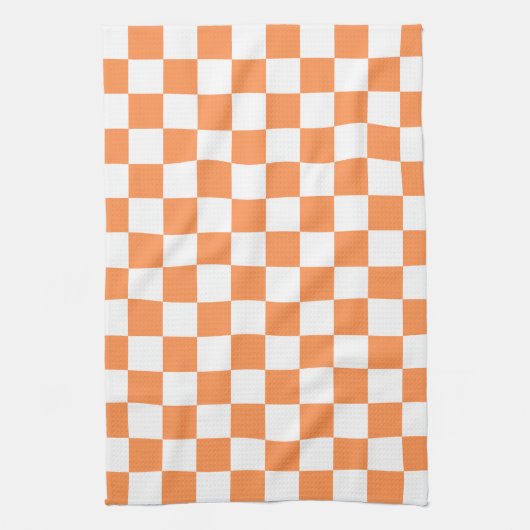 Classic visual orange checkerboard  キッチンタオル (縦)